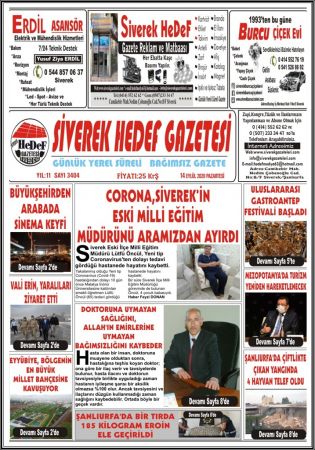 14 EYLÜL PAZARTESİ 2020 (www.siverekgazeteleri.com)