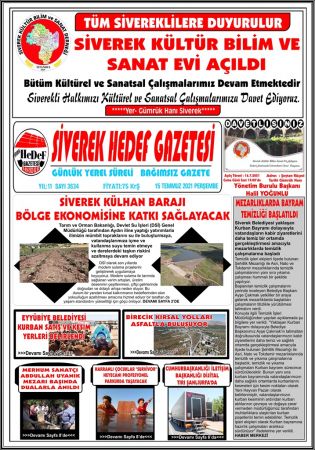 15.07.2021 Tarihli Birinci Sayfa