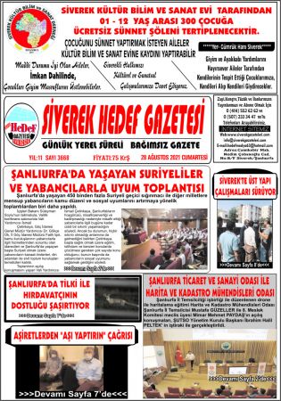 28.08.2021 Tarihli Birinci Sayfa