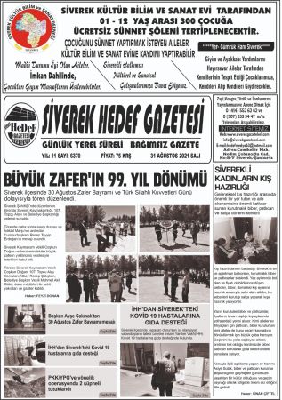 31.08.2021 Tarihli Birinci Sayfa