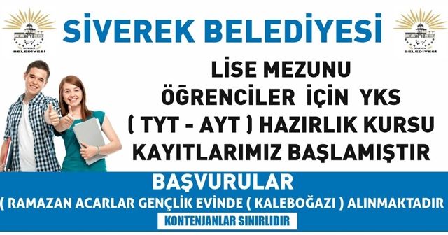 SİVEREK BELEDİYESİ KÜLTÜR MÜDÜRLÜĞÜNDEN LİSE MEZUNLARINA ÜCRETSİZ KURS