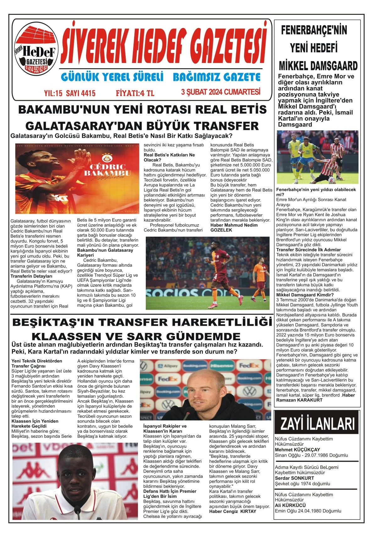 03.03.2024 TARİHLİ GAZETEMİZ