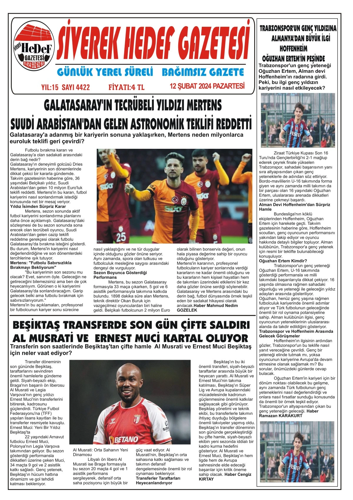 12.02.2024  Tarihli Gazetemiz