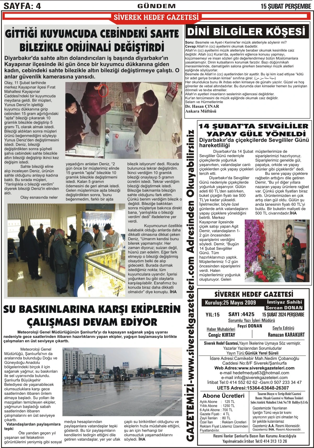 15.02.2024 Tarihli Gazetemiz