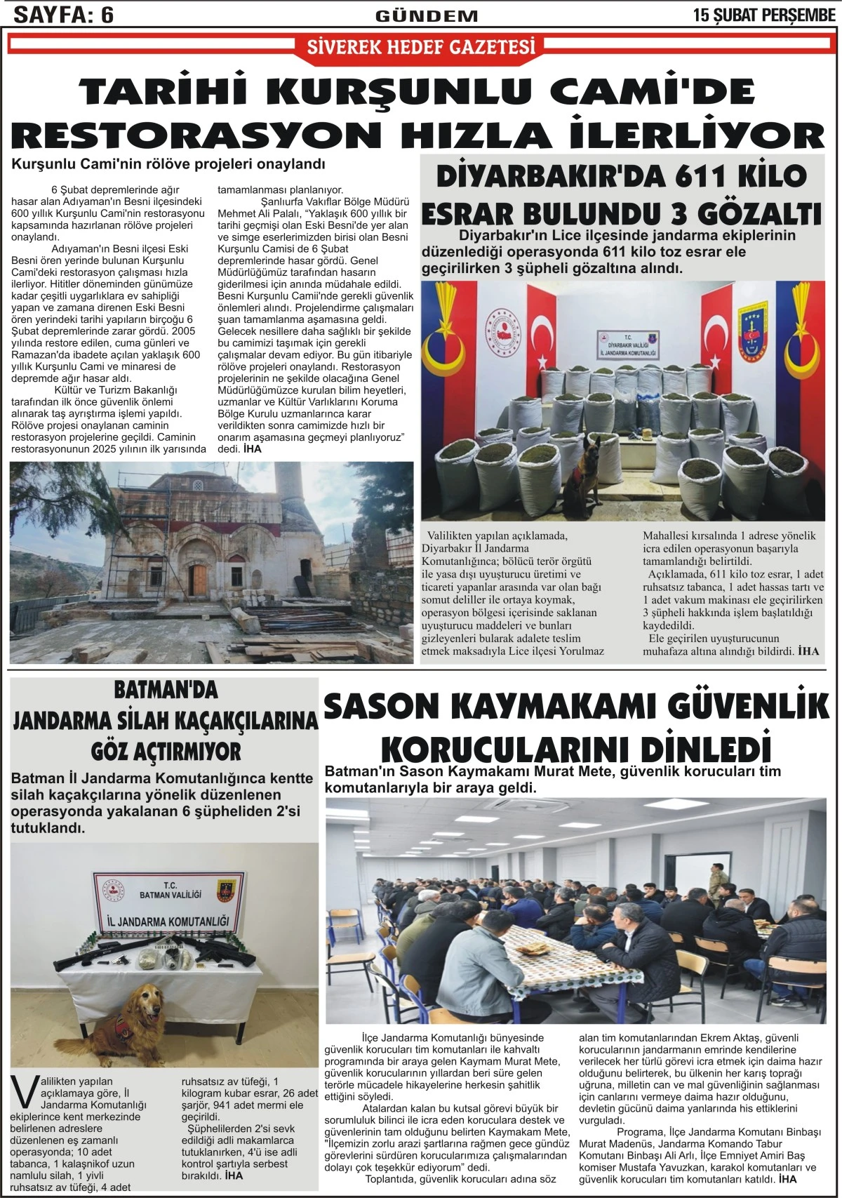 15.02.2024 Tarihli Gazetemiz