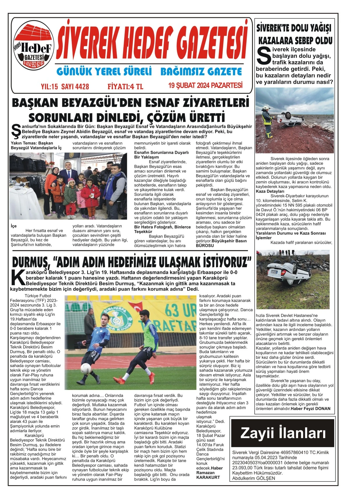 19.02.2024 Tarihli Gazetemiz