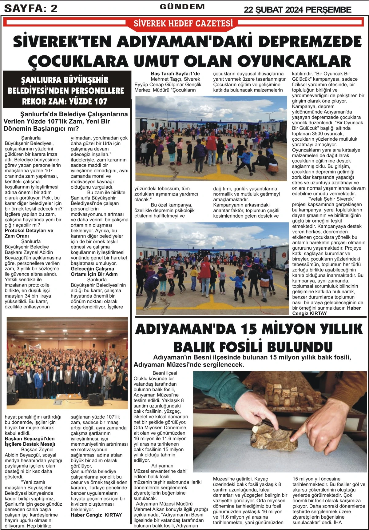 22.02.2024 Tarihli Gazetemiz