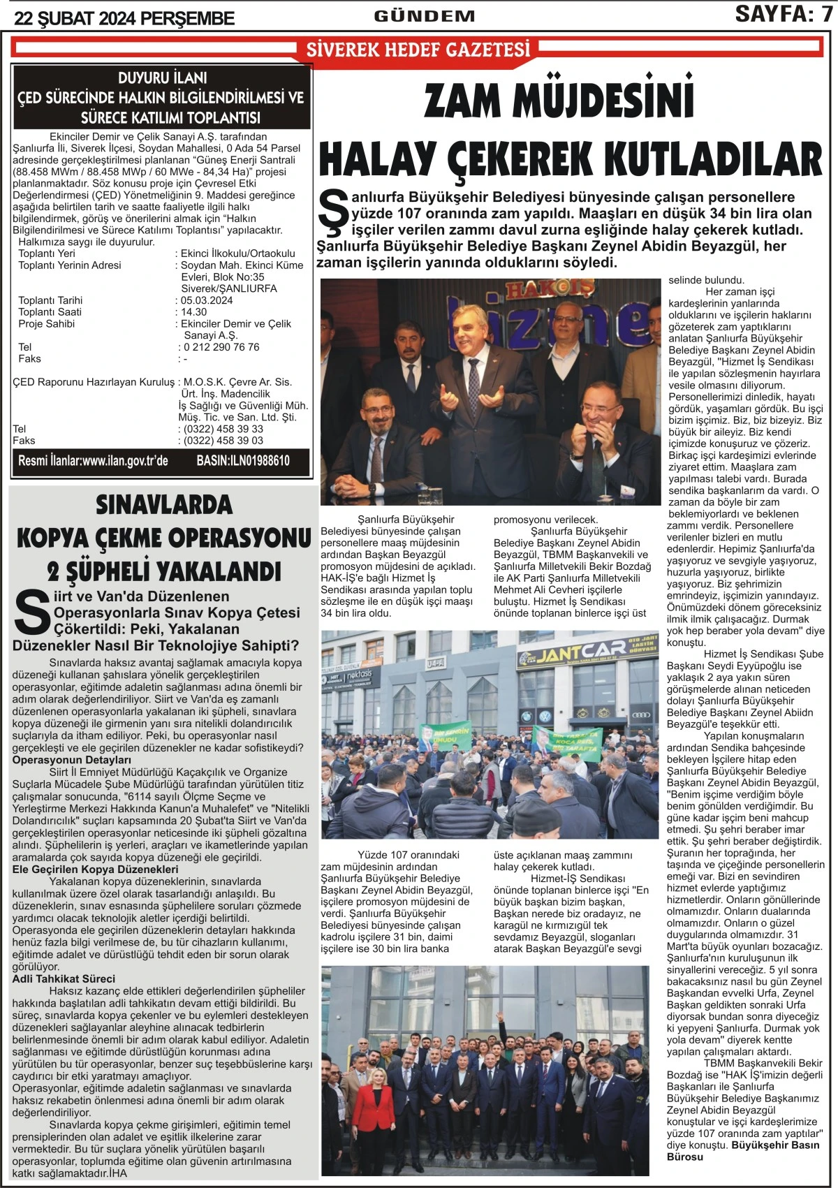 22.02.2024 Tarihli Gazetemiz