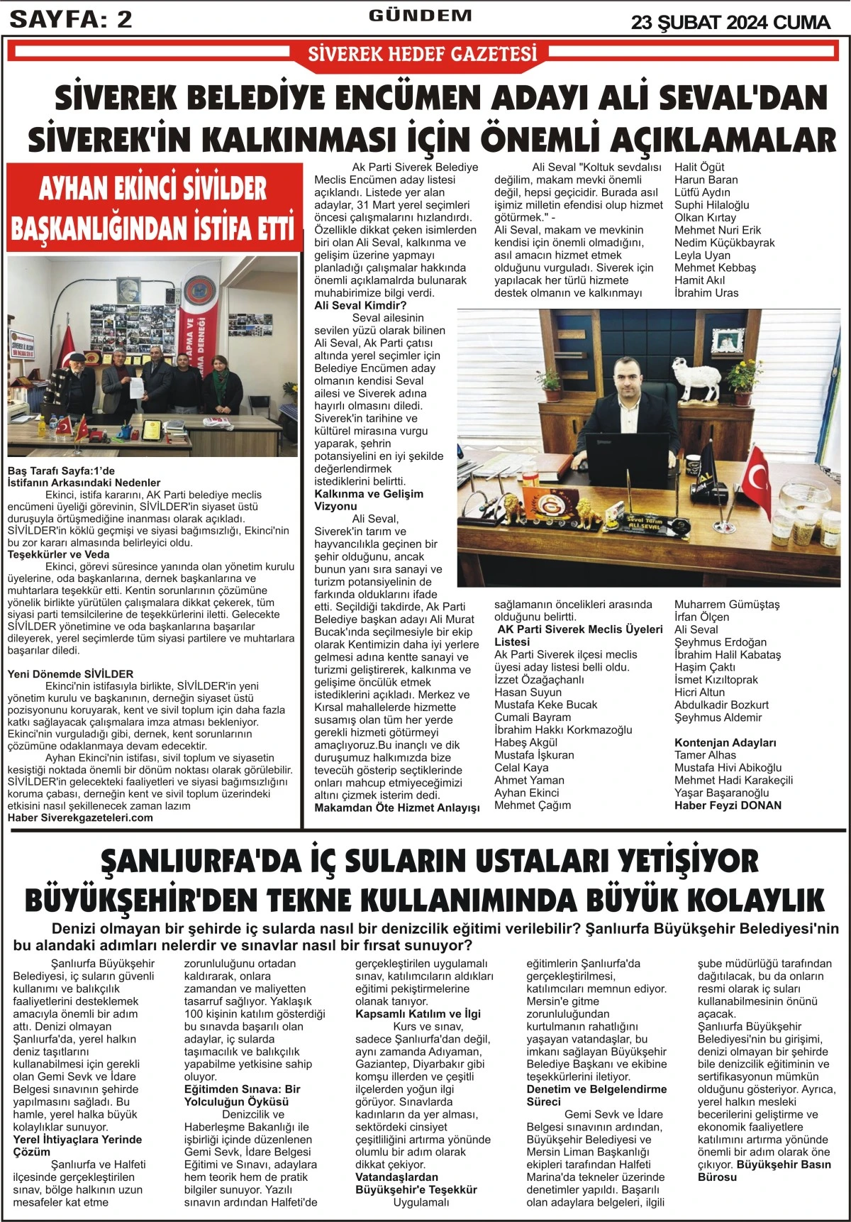 23.02.2024 Tarihli Gazetemiz