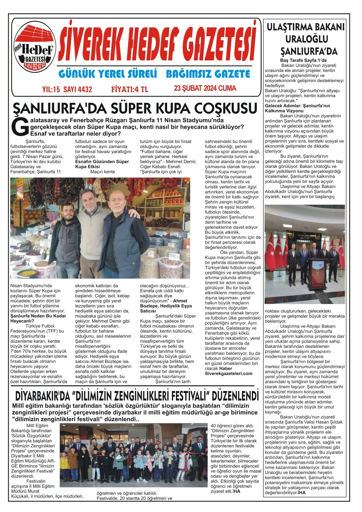 23.02.2024 Tarihli Gazetemiz