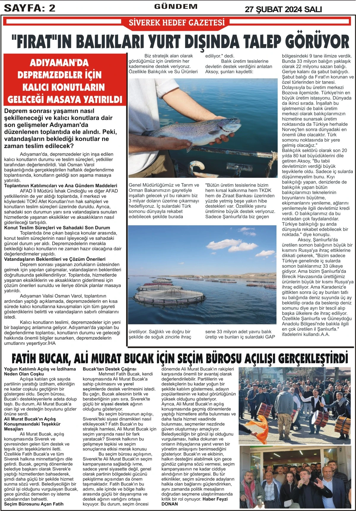 27.02.2024 Tarihli Gazetemiz