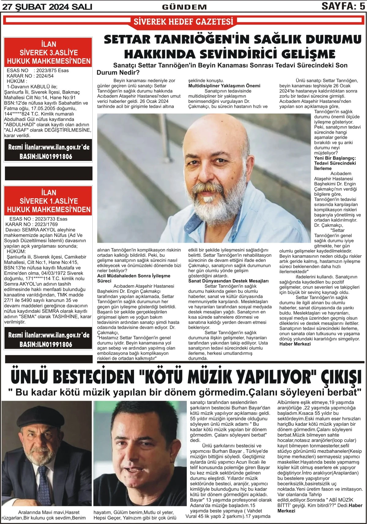 27.02.2024 Tarihli Gazetemiz