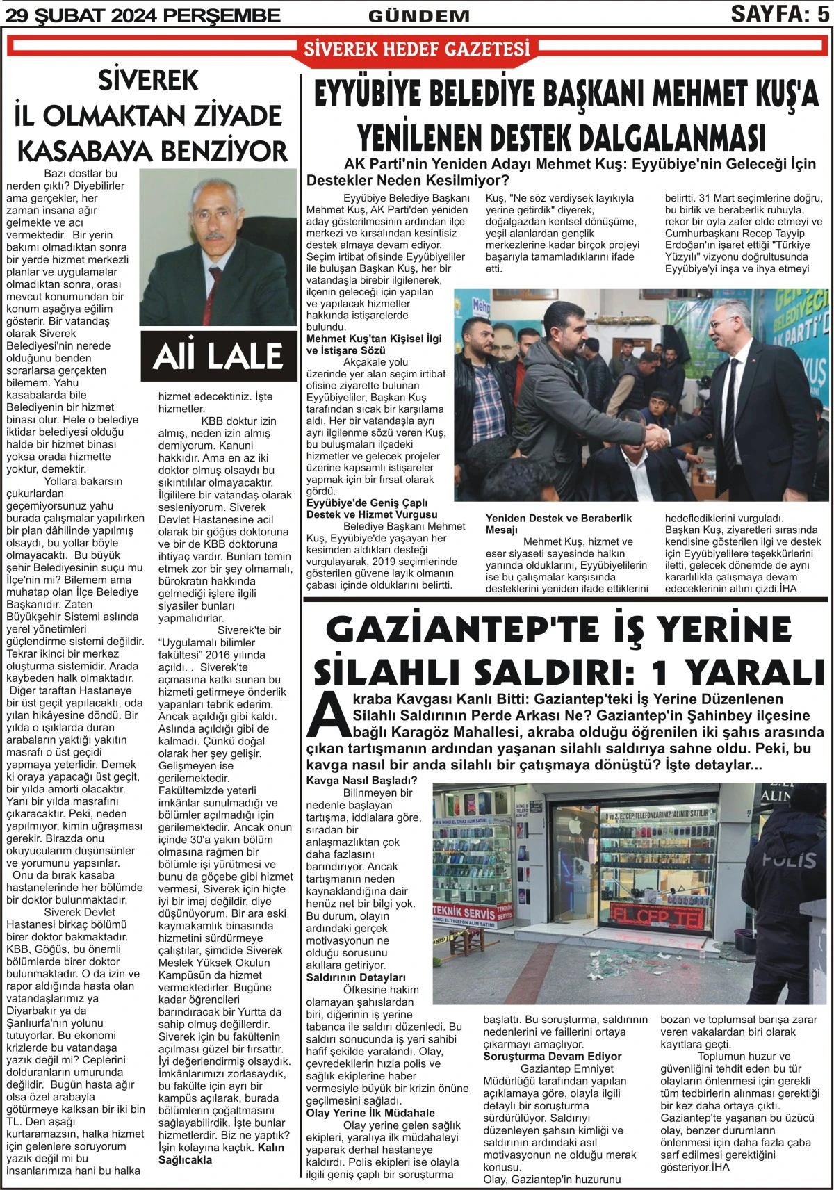 29.02.2024 Tarihli Gazetemiz