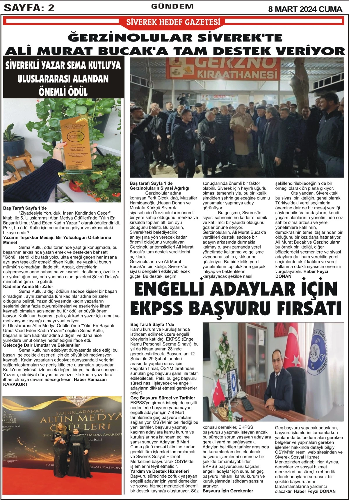 08.03.2024 Tarihli Gazetemiz