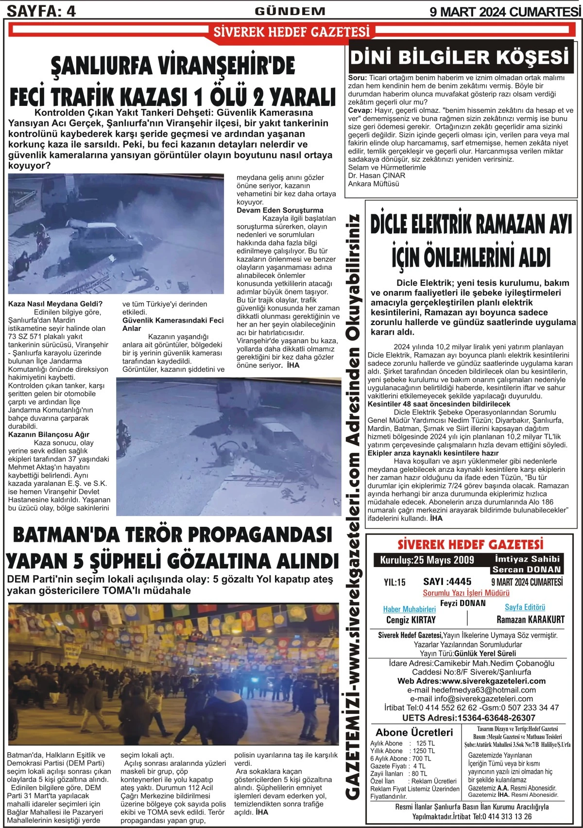 09.03.2024 Tarihli  Gazetemiz