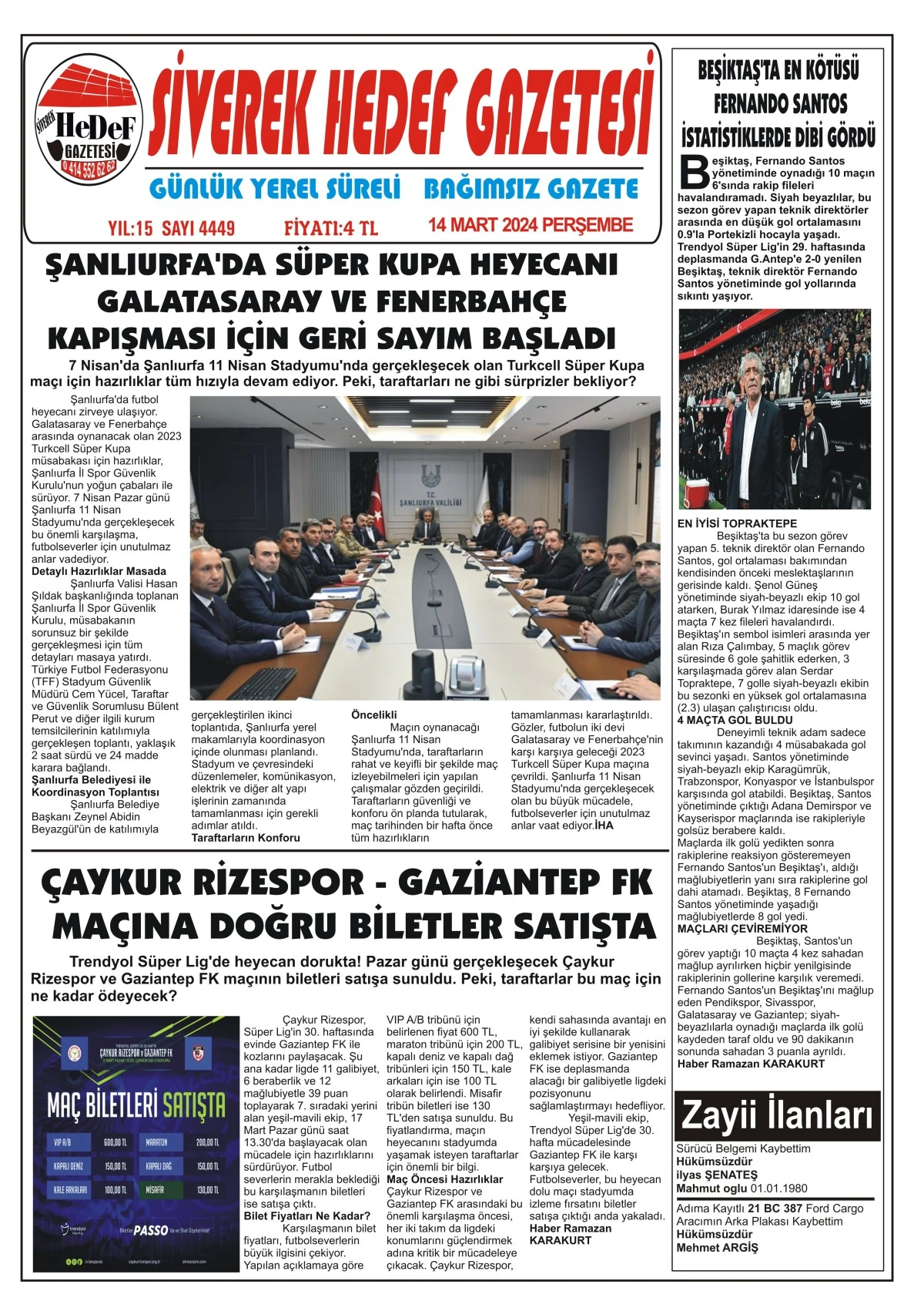 14.03.2024 Tarihli Gazetemiz