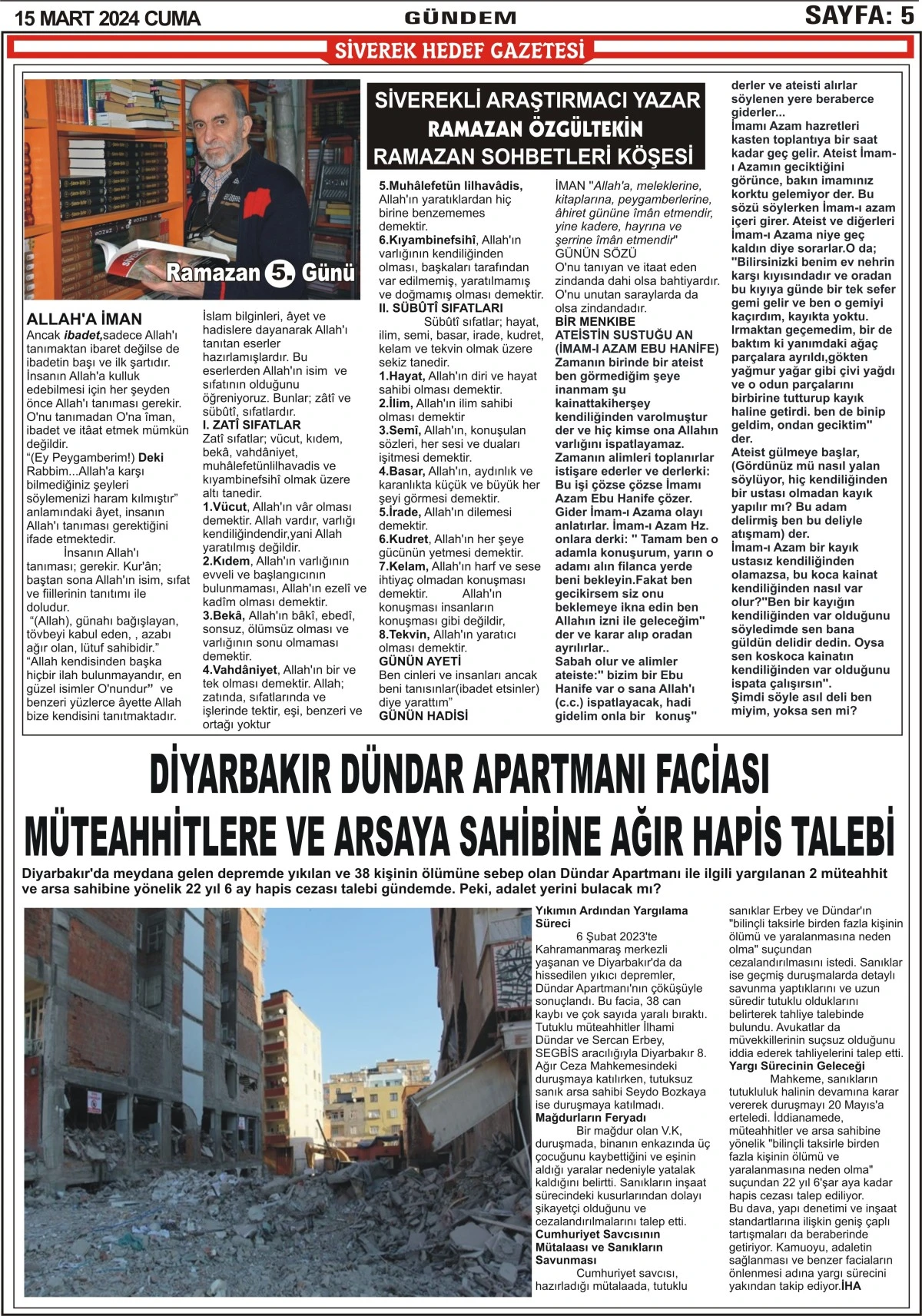 15.03.2024 Tarihli Gazetemiz