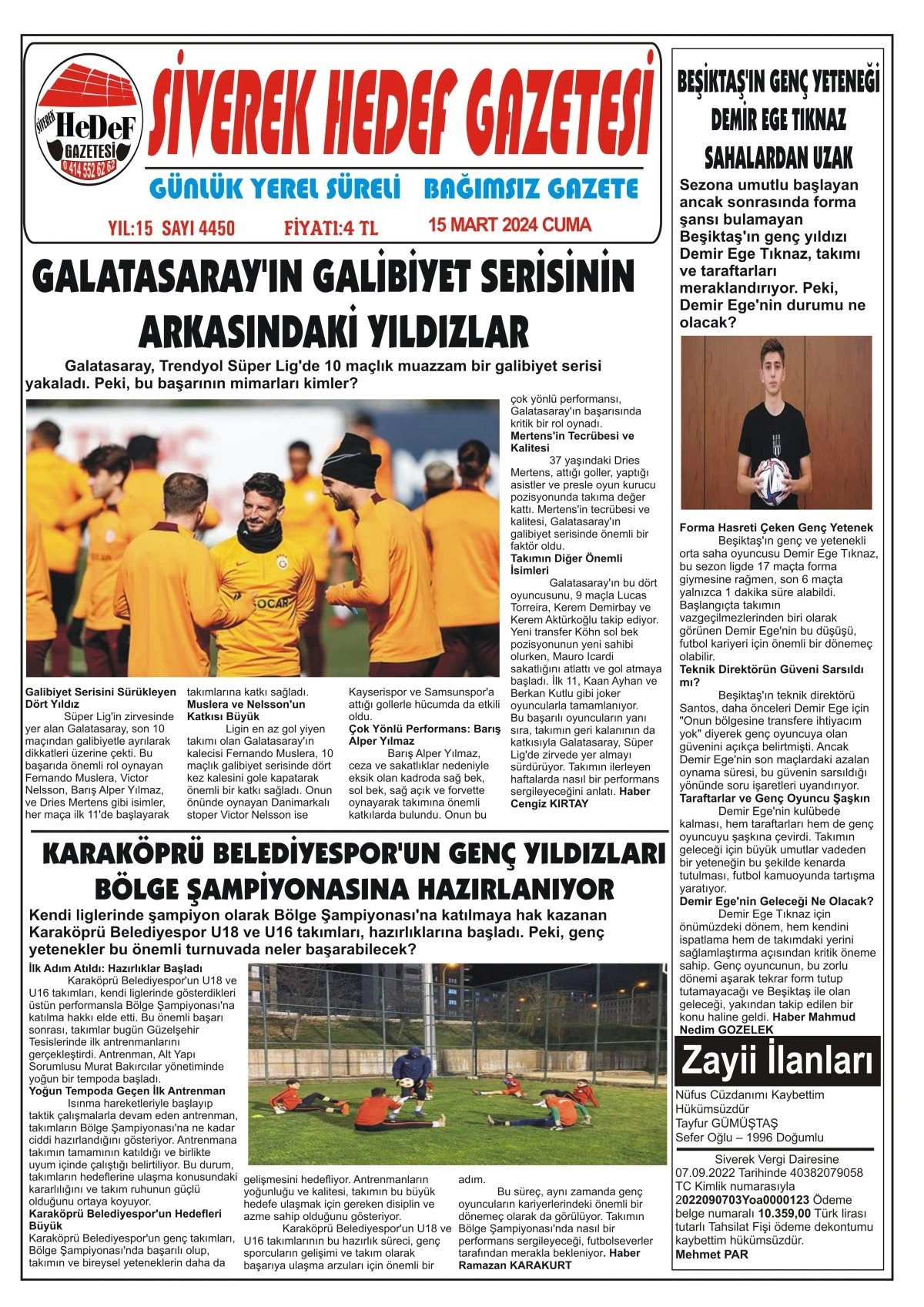 15.03.2024 Tarihli Gazetemiz