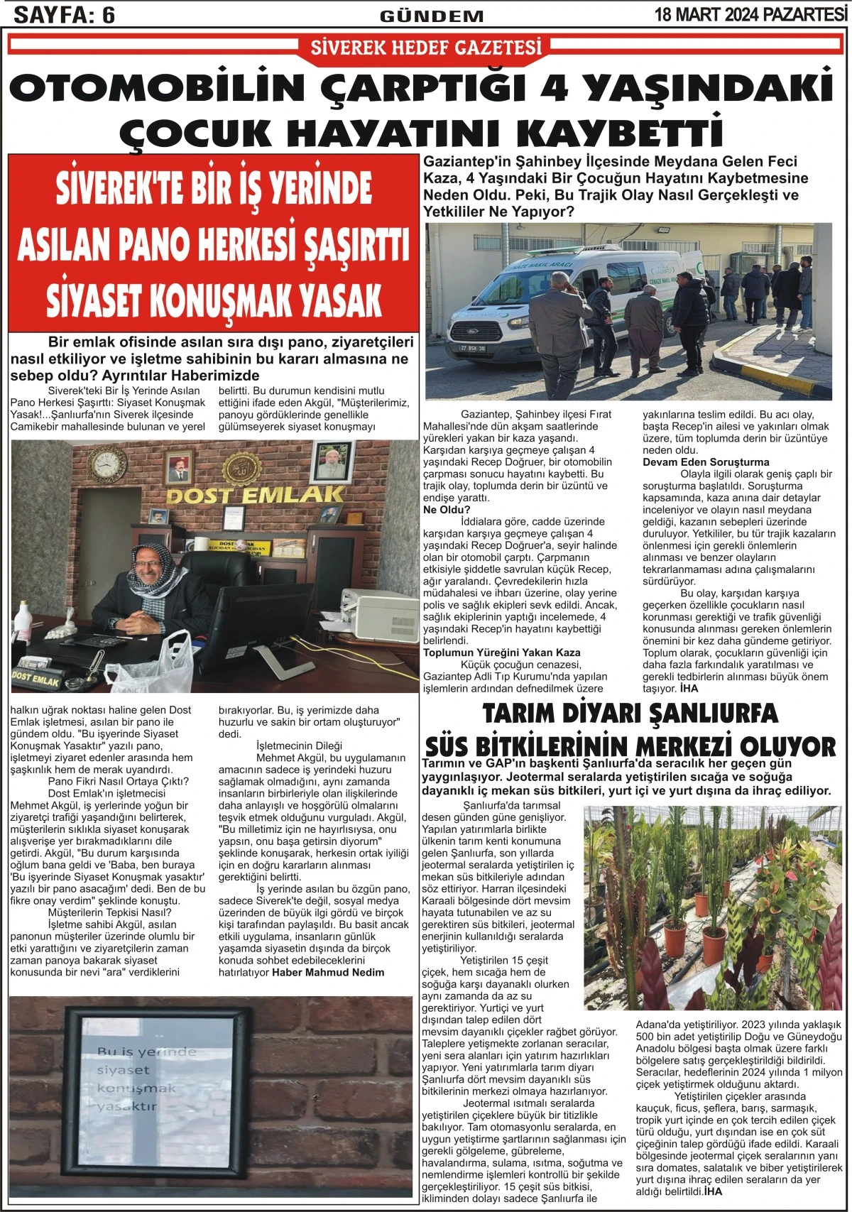 18.03.2024 Tarihli Gazetemiz