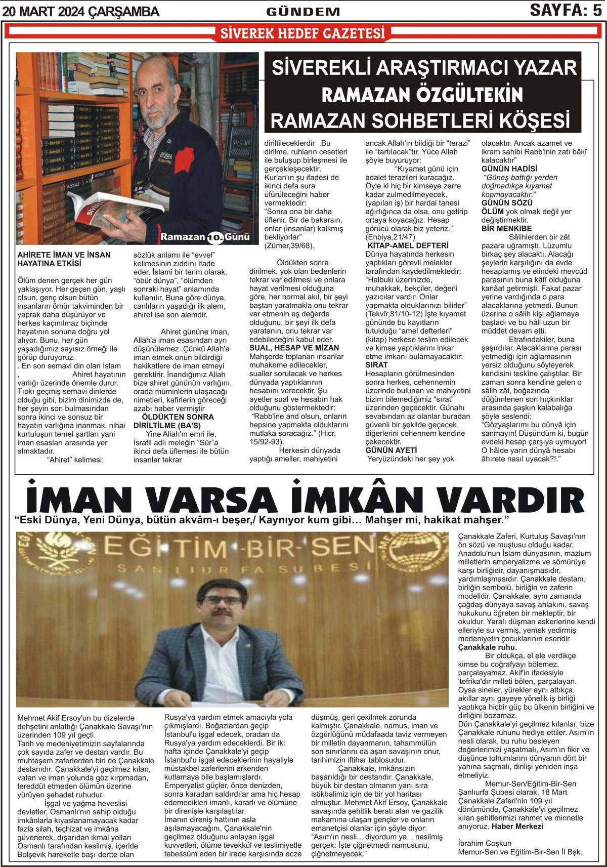 20.03.2024 Tarihli Gazetemiz