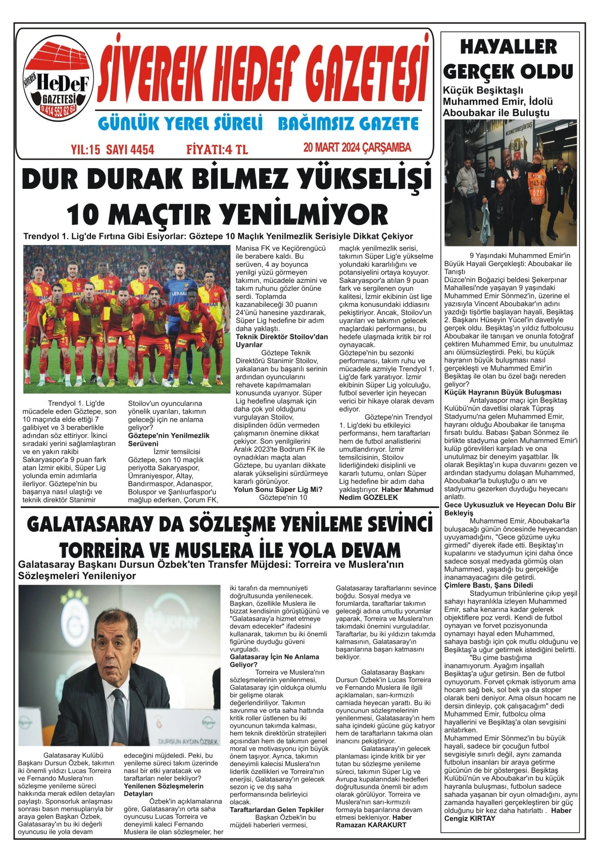 20.03.2024 Tarihli Gazetemiz