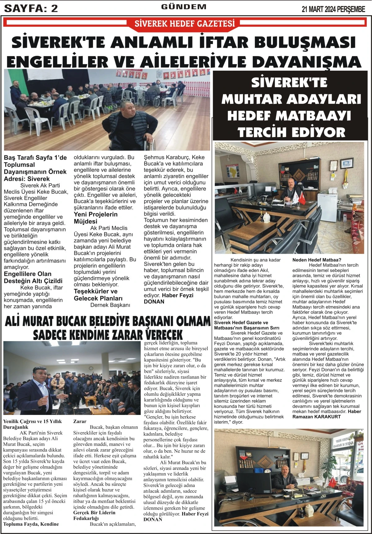 21.03.2024 Tarihli Gazetemiz