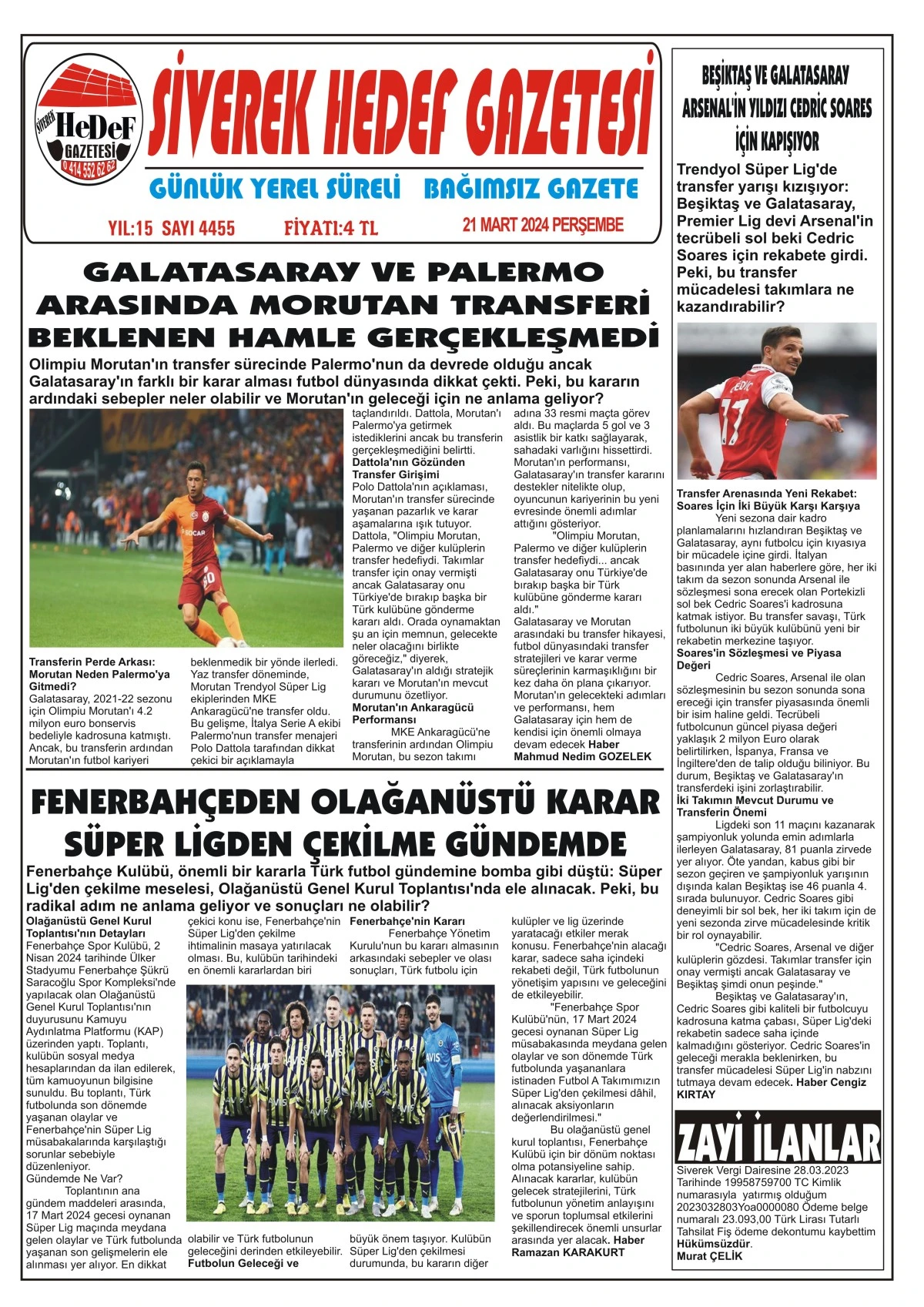 21.03.2024 Tarihli Gazetemiz