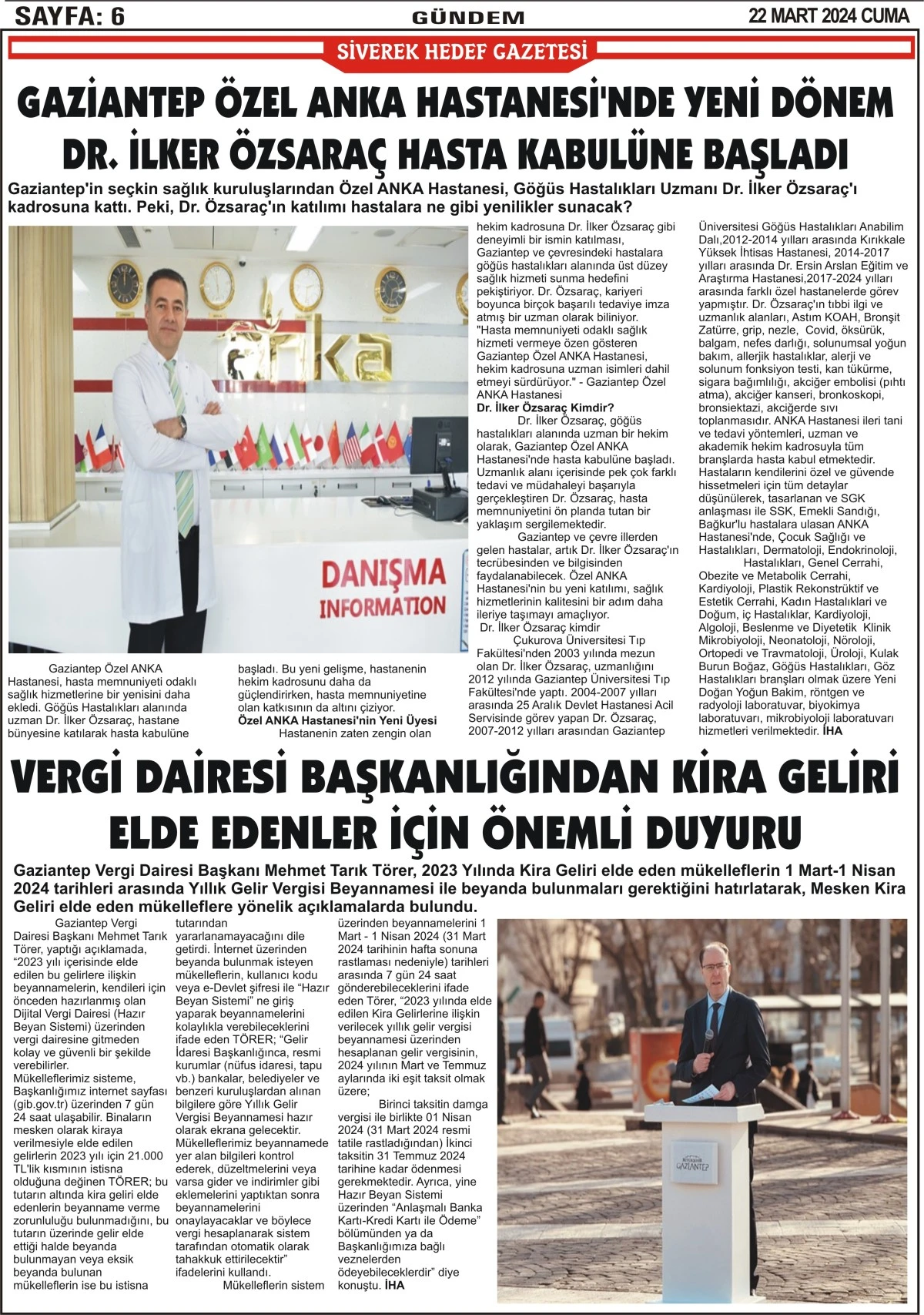 22.03.2024 Tarihli Gazetemiz