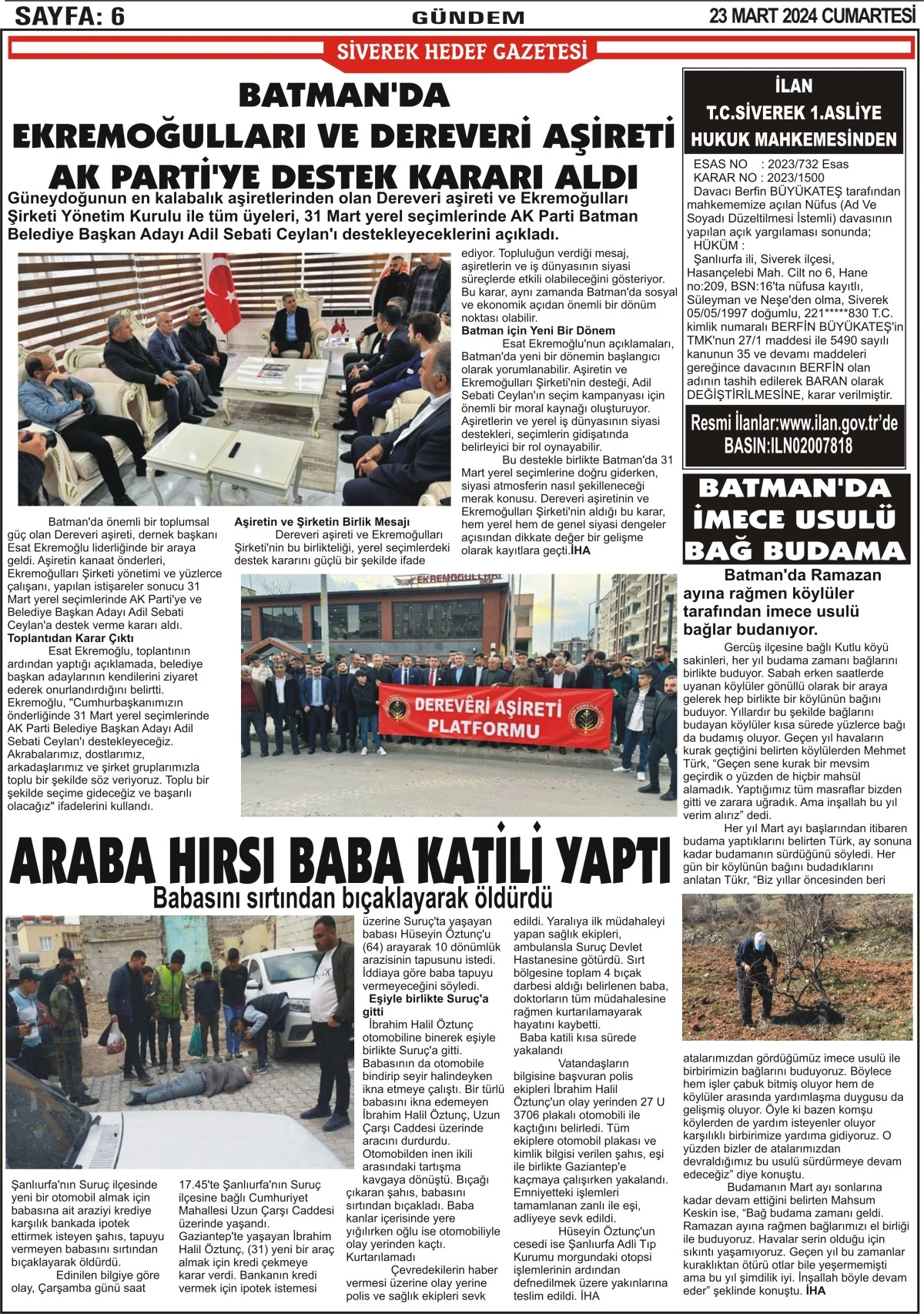 23.03.2024 Tarihli Gazetemiz