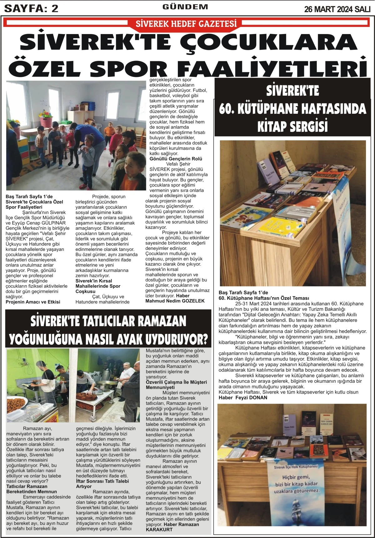 26.03.2024 Tarihli Gazetemiz