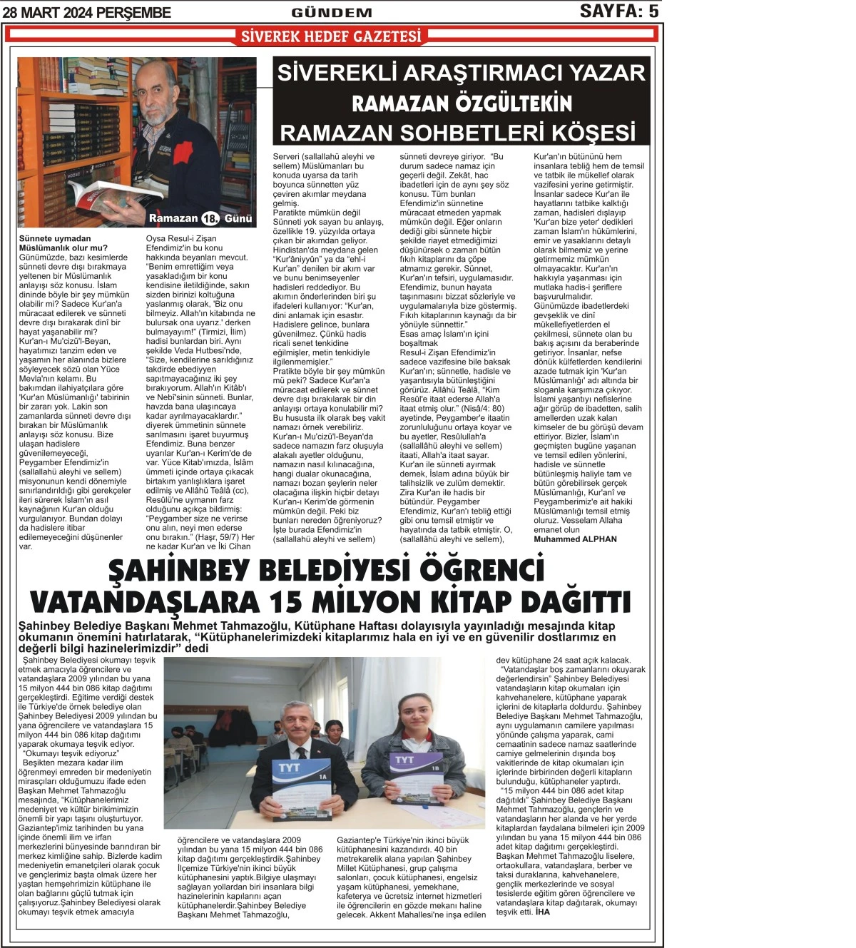 28.03.2024 Tarihli  Gazetemiz