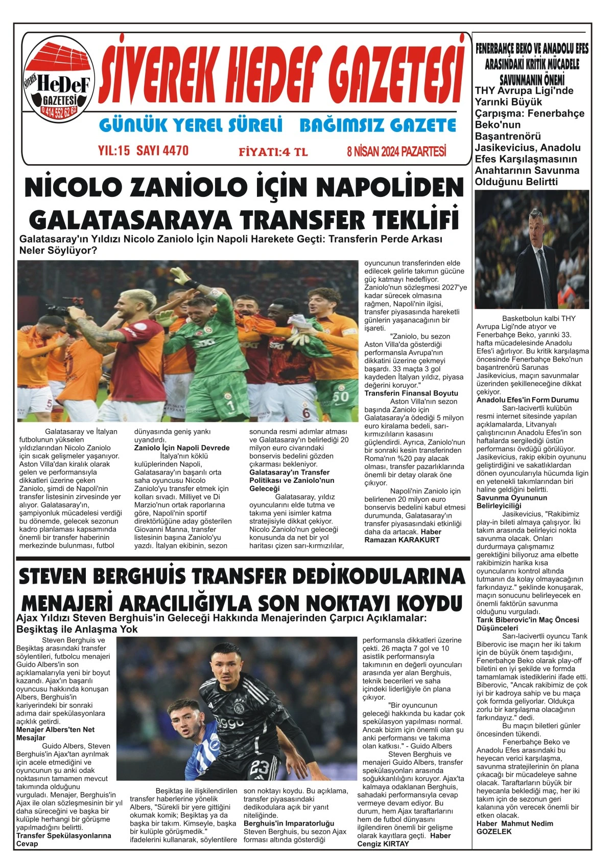 8.04.2024 Tarihli Gazetemiz