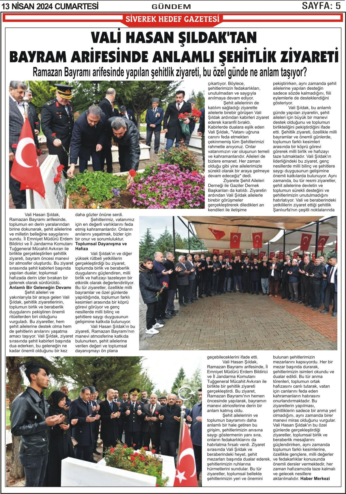 13.04.2024 Tarihli Gazetemiz