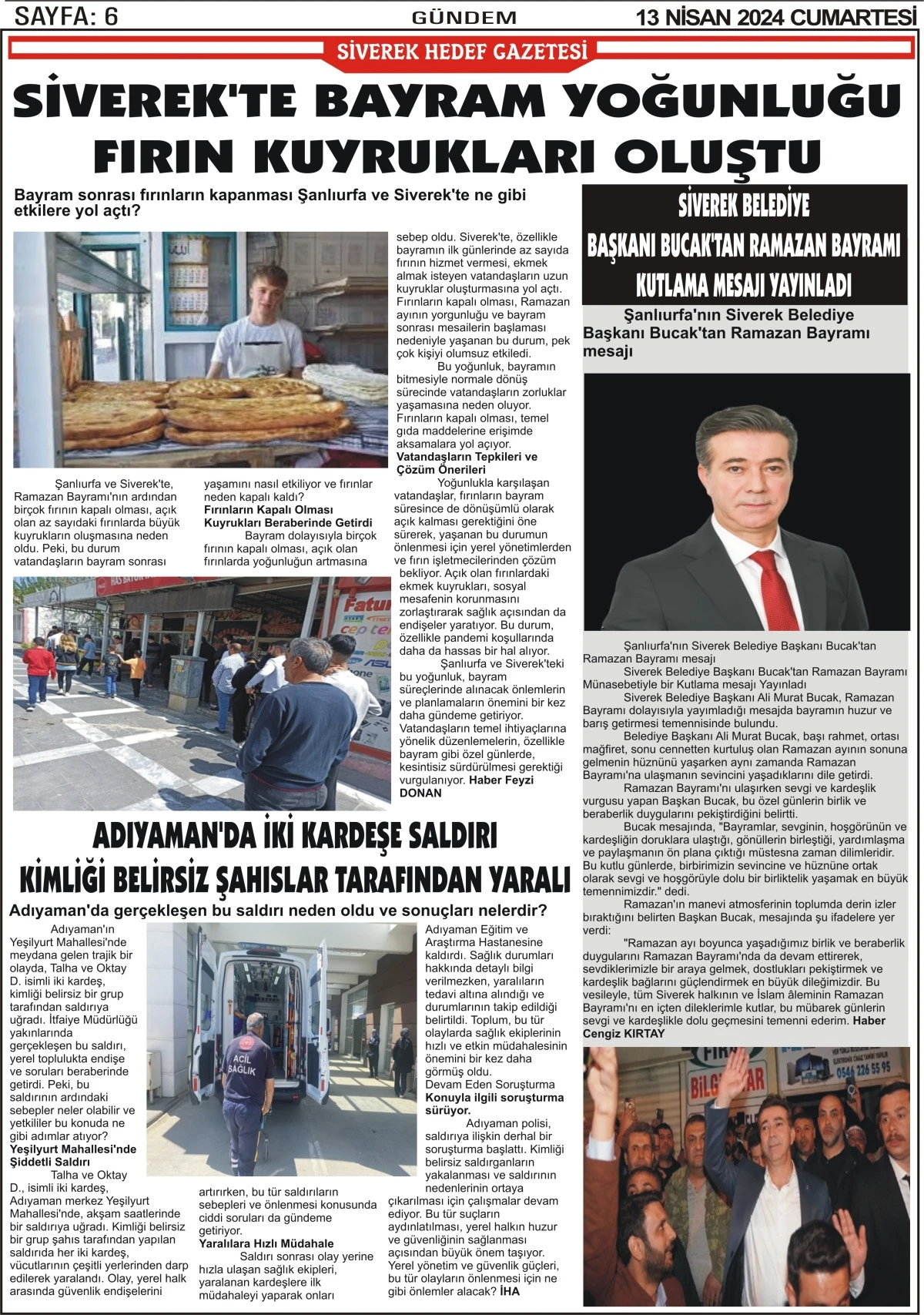 13.04.2024 Tarihli Gazetemiz