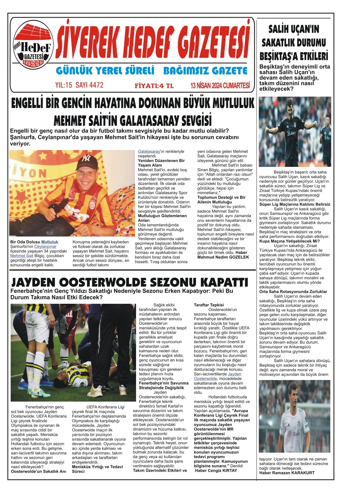 13.04.2024 Tarihli Gazetemiz