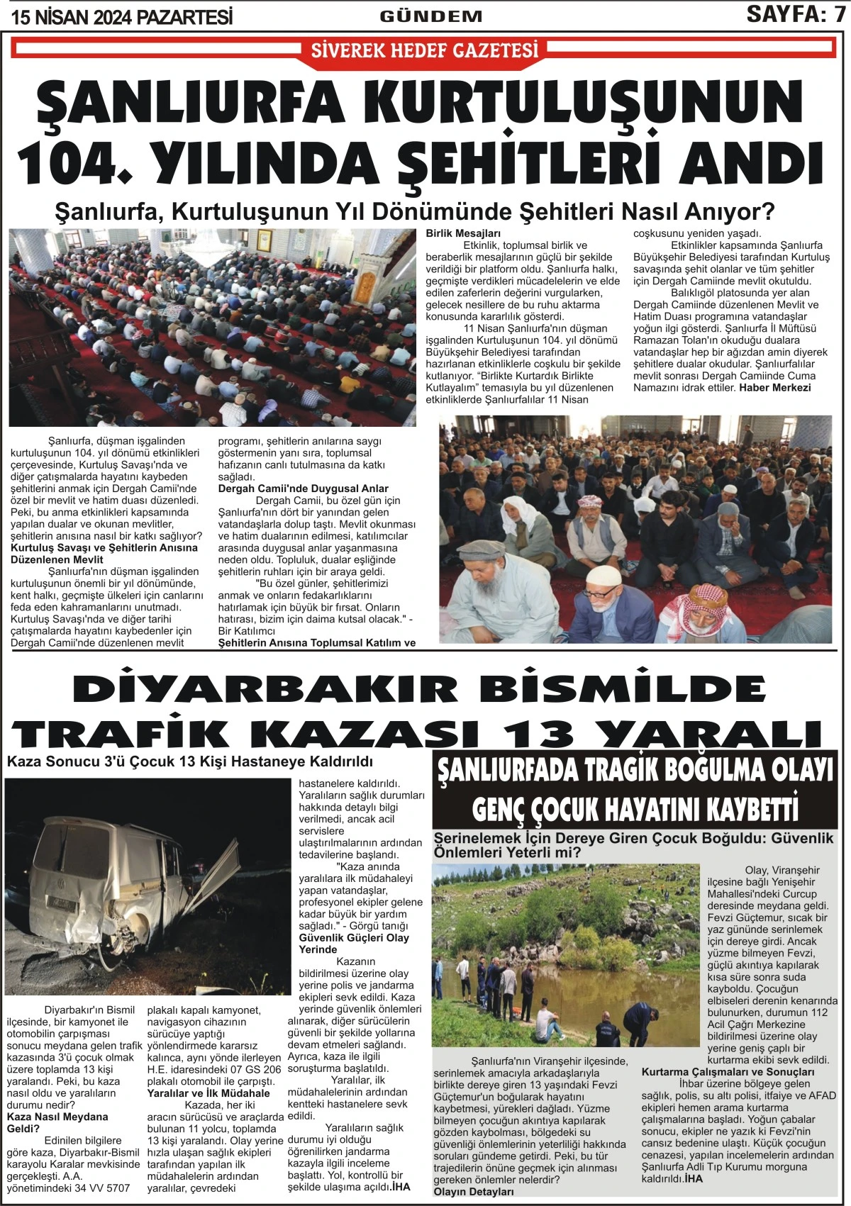 15.04.2024 Tarihli Gazetemiz