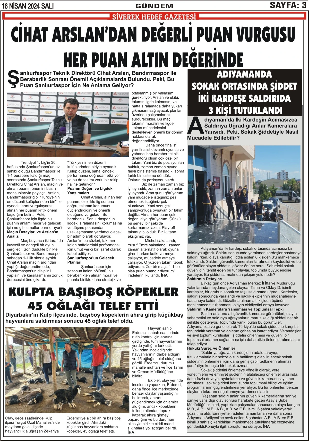 16.04.2024 Tarihli Gazetemiz