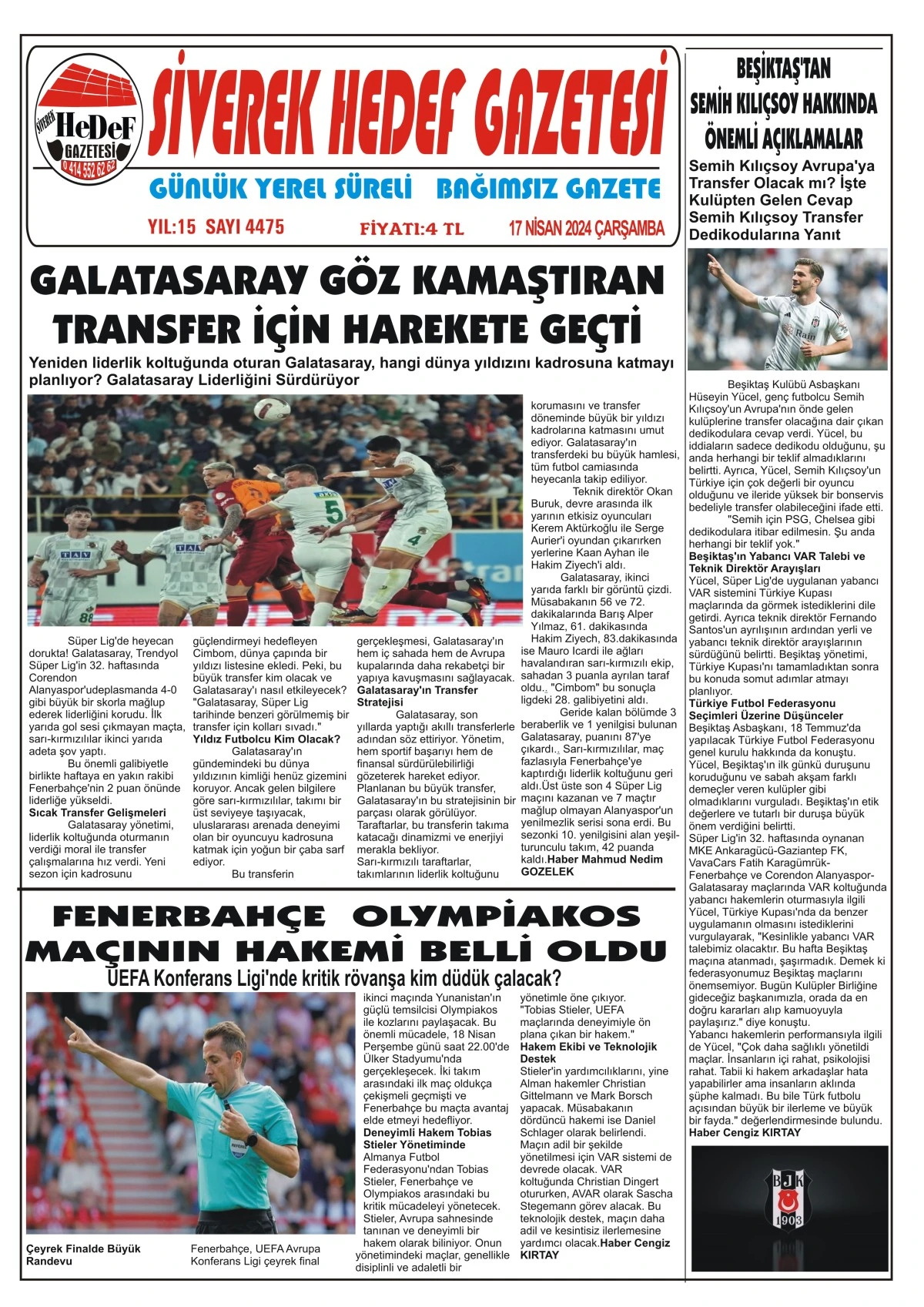 17.04.2024 Tarihli Gazetemiz