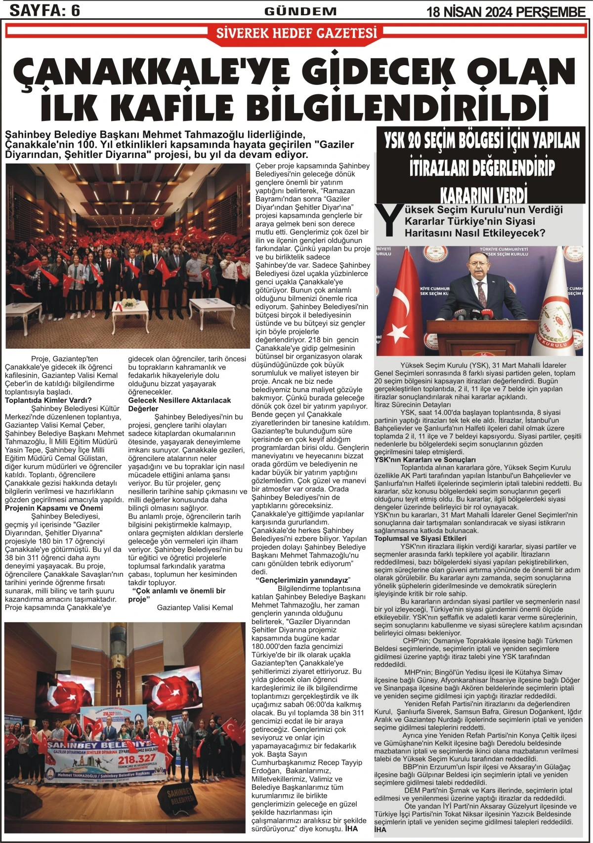 18.04.2024 Tarihli Gazetemiz