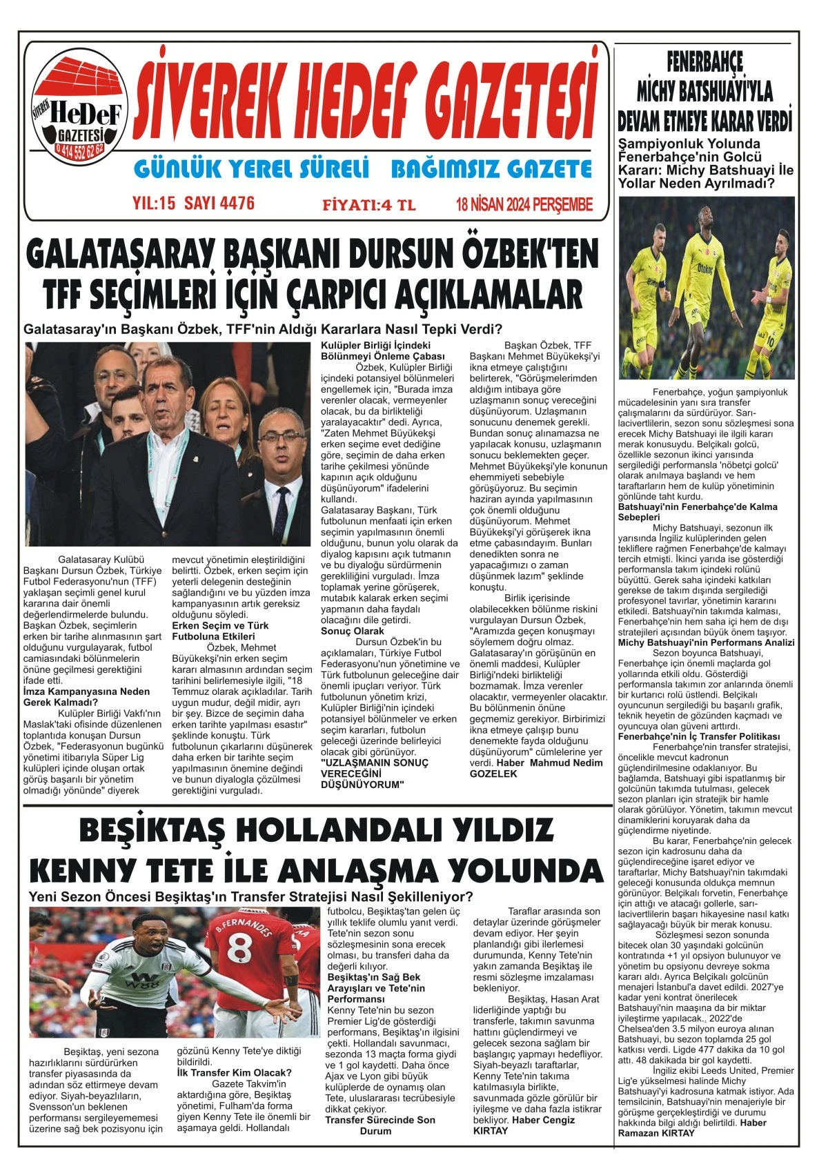 18.04.2024 Tarihli Gazetemiz