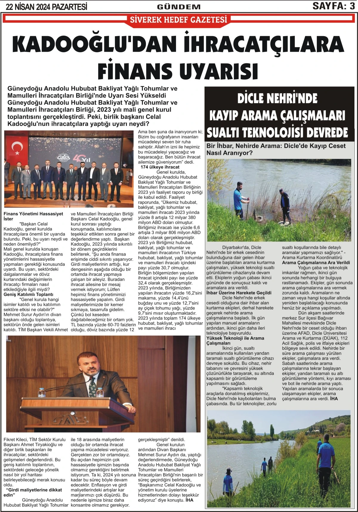 22.04.2024 Tarihli Gazetemiz