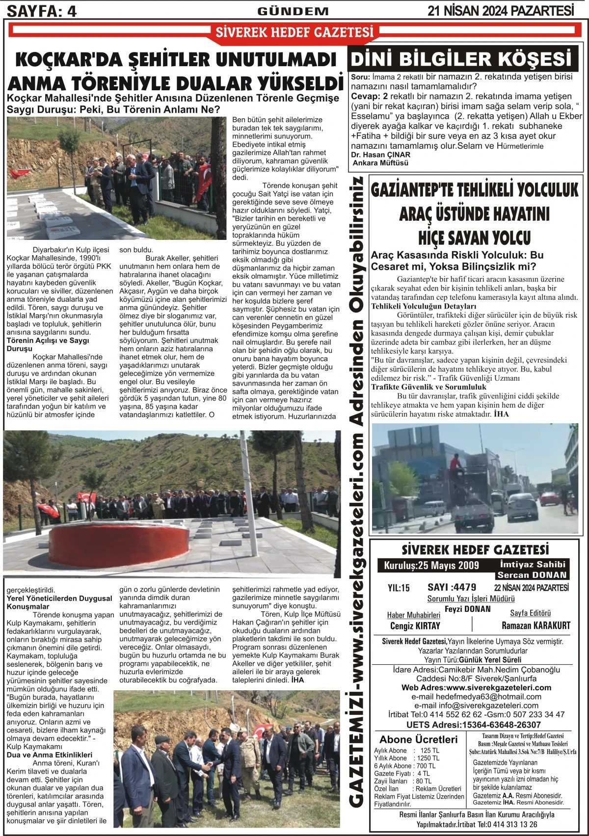 22.04.2024 Tarihli Gazetemiz