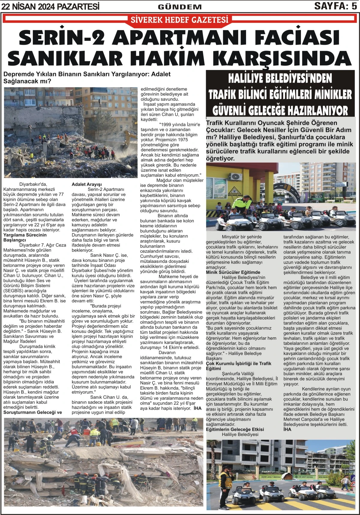 22.04.2024 Tarihli Gazetemiz