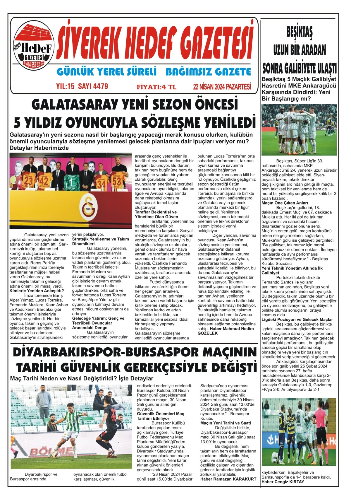 22.04.2024 Tarihli Gazetemiz