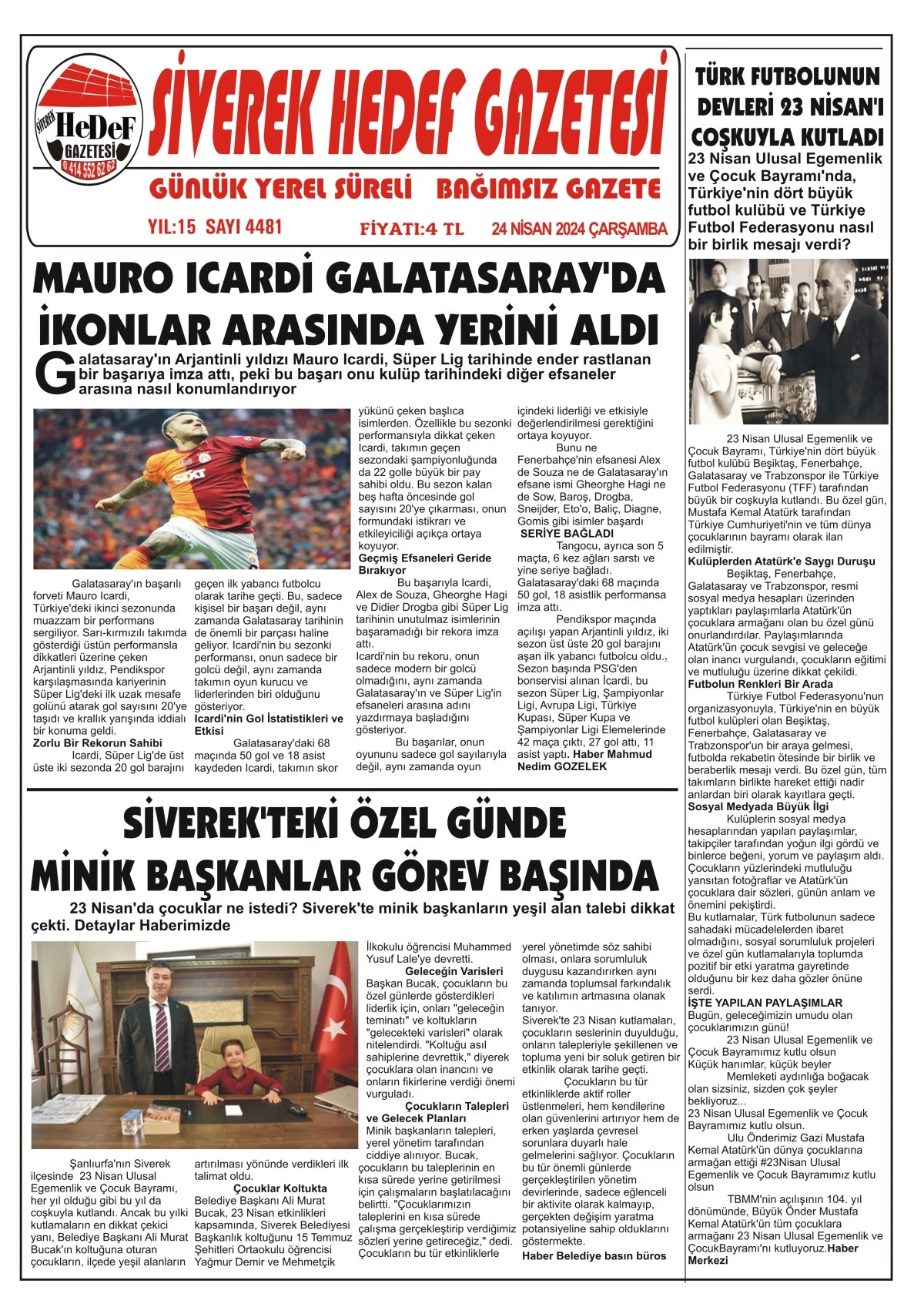 24.04.2024 Tarihli Gazetemiz