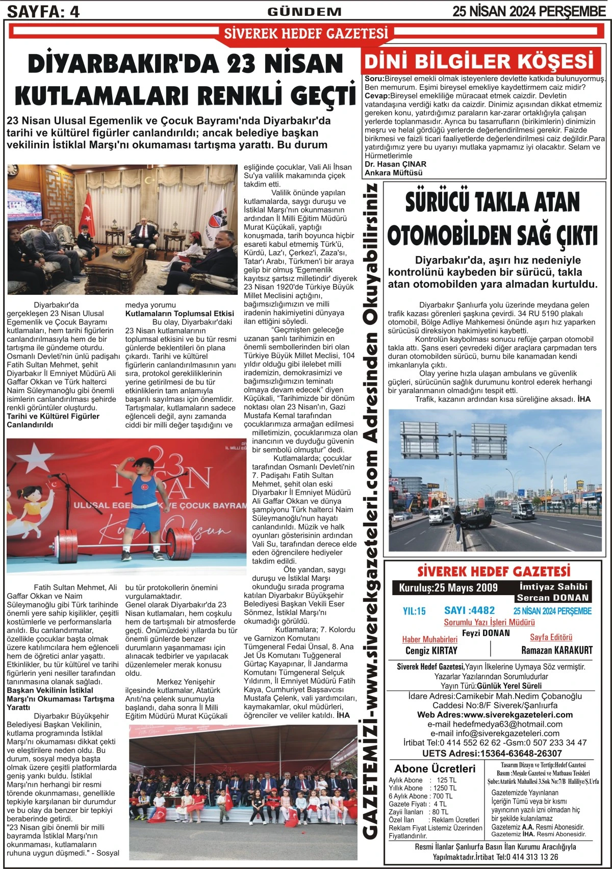 25.04.2024 Tarihli Gazetemiz 