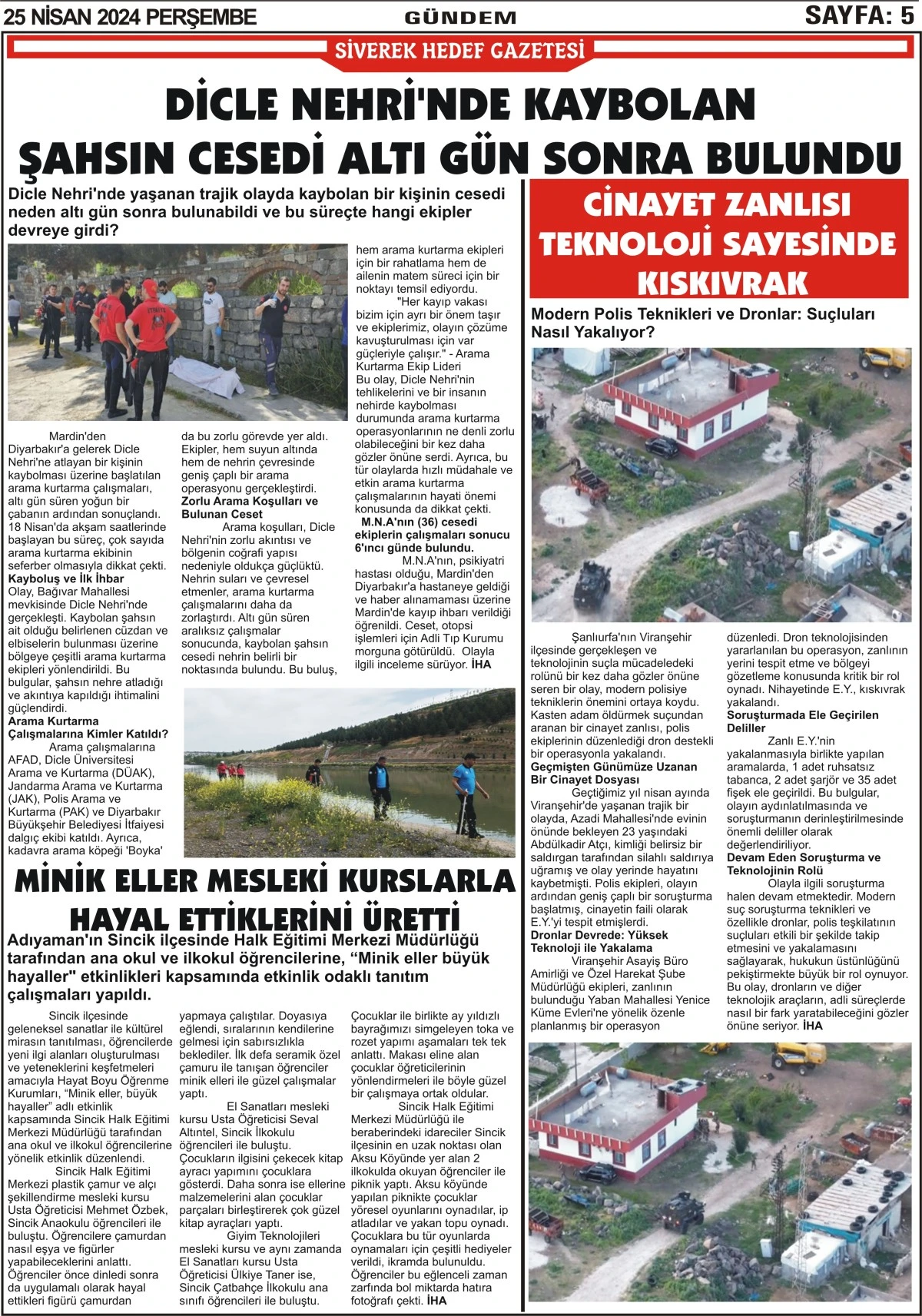 25.04.2024 Tarihli Gazetemiz 