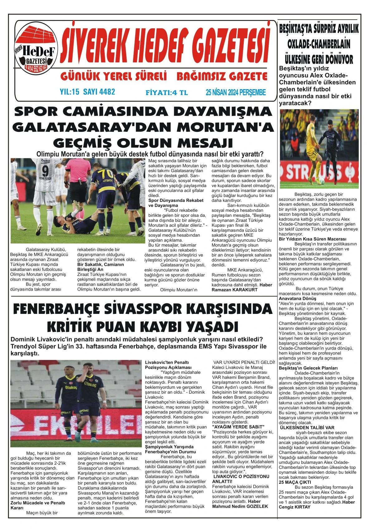 25.04.2024 Tarihli Gazetemiz 