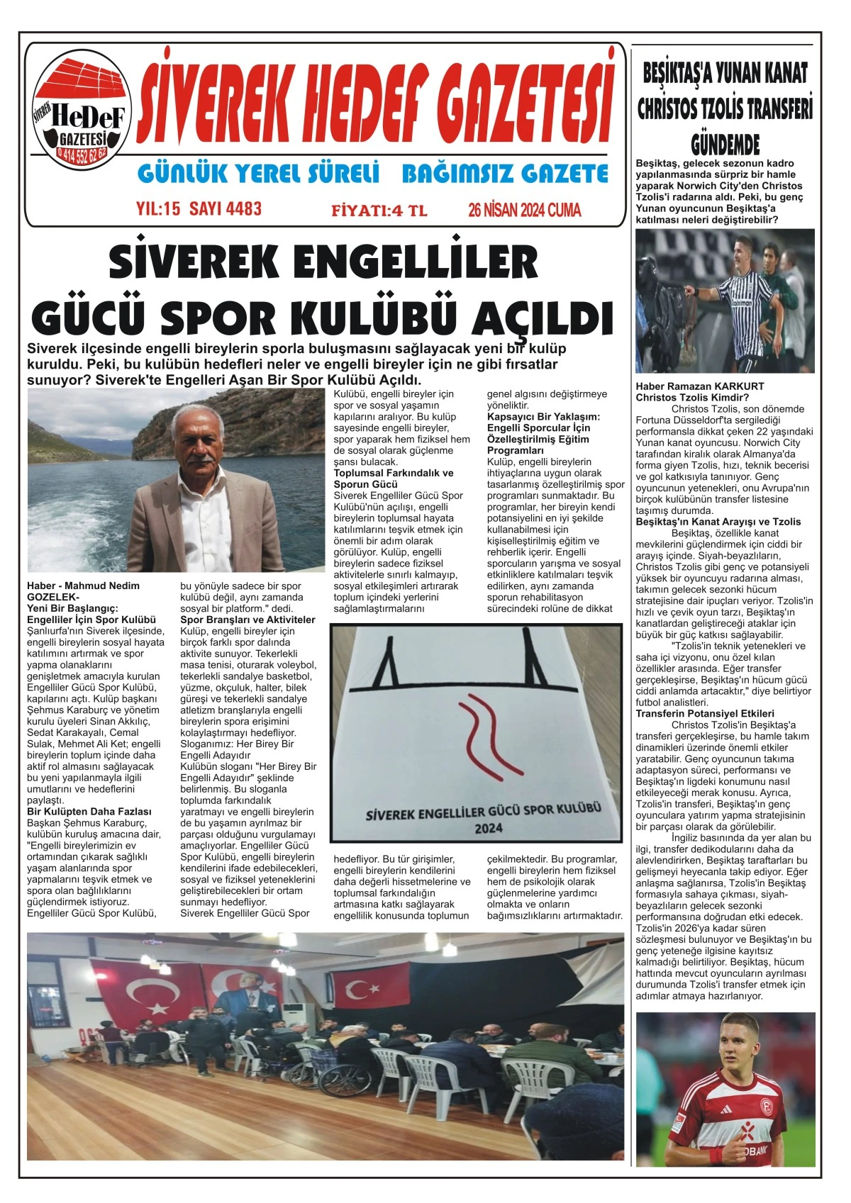 26.04.2024 Tarihli Gazetemiz