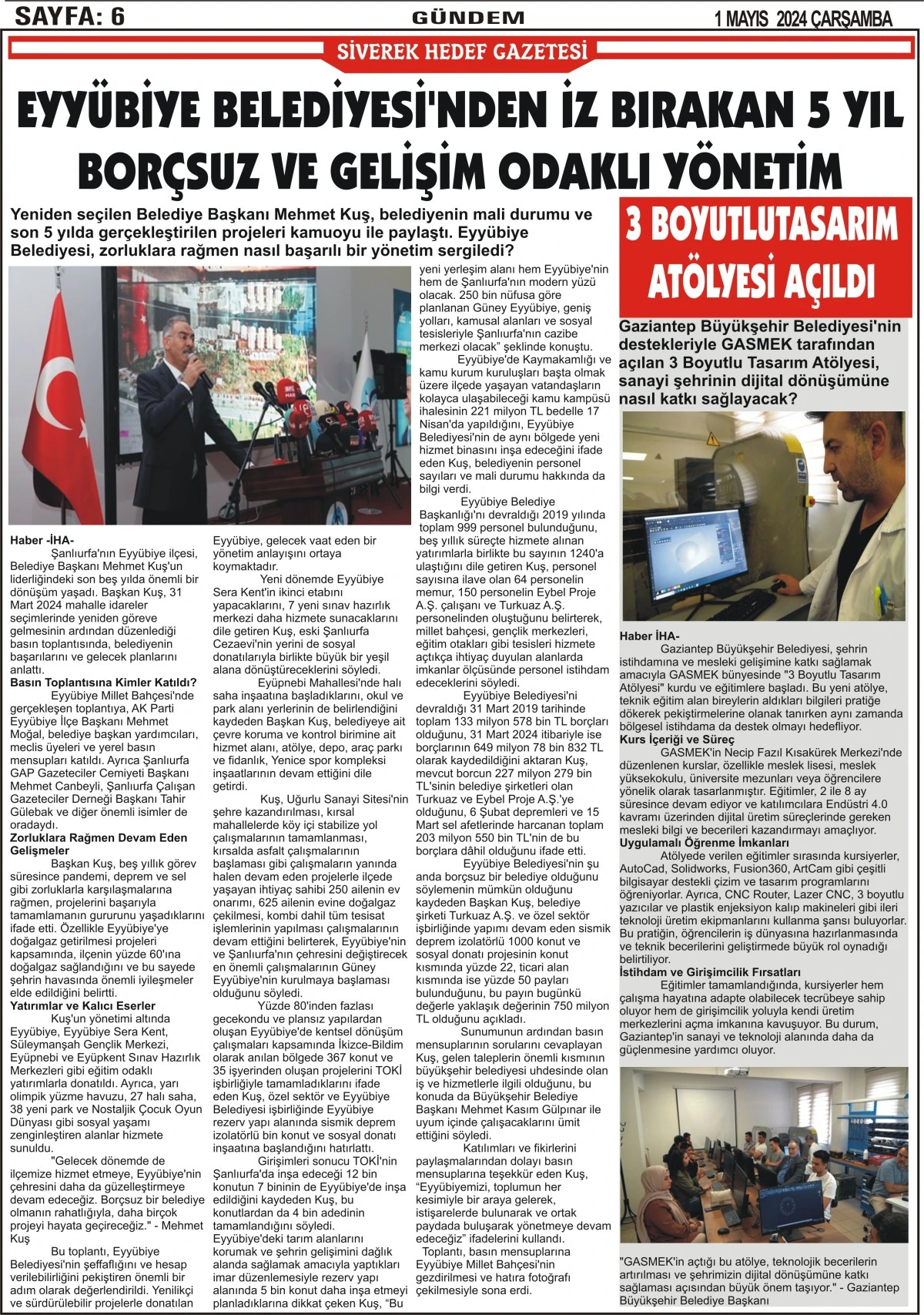 01.05.2024 Tarihli Gazetemiz